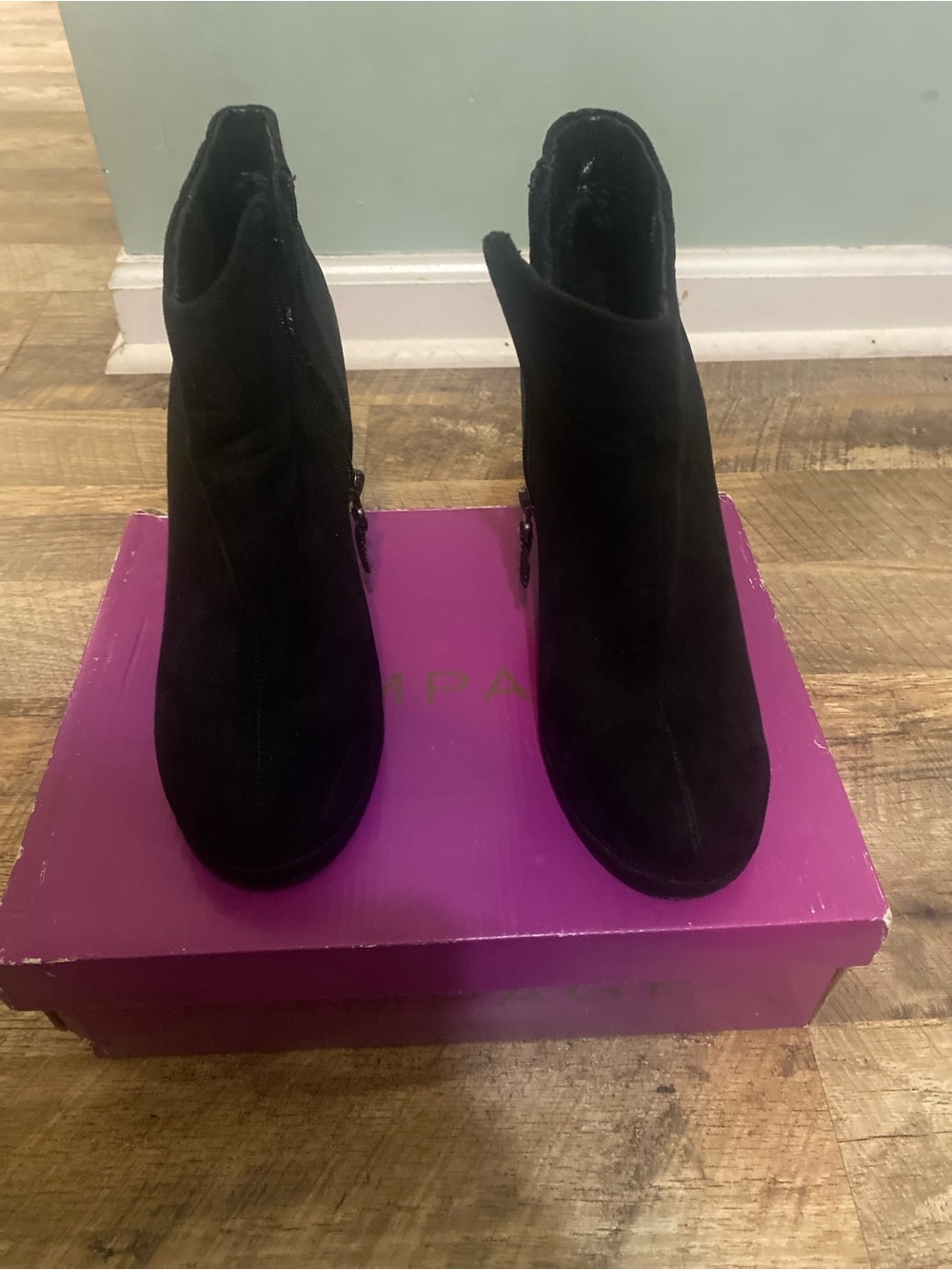 Women's Black Suede Ankle Booties with Side Zip